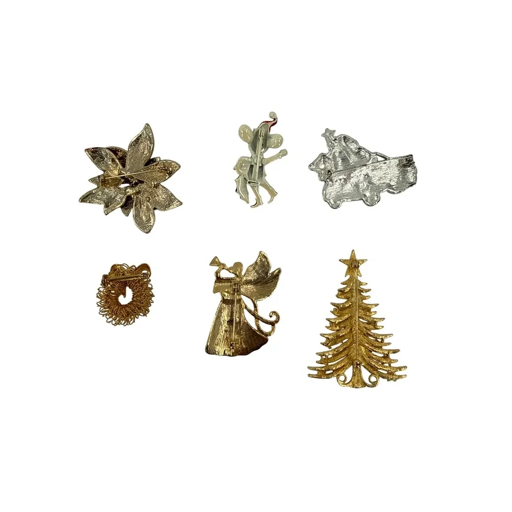 Monet MYLU Brooch Pin Set Women Multicolor Christmas Tree Angel Poinsettia Lot